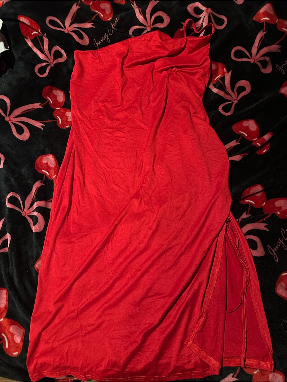 Red strings slit Dress - Women size XXL
